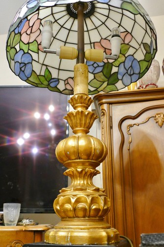 Holz standlampe gedrechselt - holz,